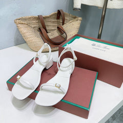 LP MINDIL SANDAL 25 IN WHITE LAMBSKIN