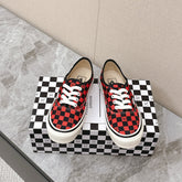 VALENTINO 25S GARAVANI X VANS SNEAKERS IN RED MIX BLACK CANVAS
