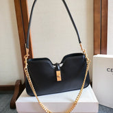 CELINE 25S SHOULDER CAMILLE 16 SOFT 27MM IN BLACK CALFSKIN GOLD HARDWARE