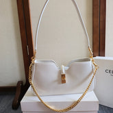 CELINE 25S SHOULDER CAMILLE 16 SOFT 27MM IN WHITE CALFSKIN GOLD HARDWARE