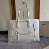 CELINE 25S FLAT CABAS NEW LUGGAGE 44MM IN WHITE GLOSSY CALFSKIN
