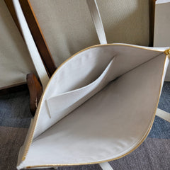 CELINE 25S FLAT CABAS NEW LUGGAGE 44MM IN WHITE GLOSSY CALFSKIN