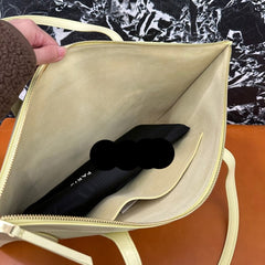 CELINE 25S FLAT CABAS NEW LUGGAGE 44MM IN PASTEL YELLOW GLOSSY CALFSKIN