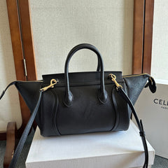 CELINE 25S NEW LUGGAGE 36MM IN BLACK CALFSKIN GOLD HARDWARE