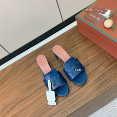 HIGH HEEL IN NAVY BLUE LAMBSKIN OSTRICH SKIN