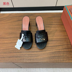 HIGH HEEL IN BLACK LAMBSKIN OSTRICH SKIN