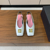 BALMAIN 25S FLAT EDEN SLINGBACKS IN WHITE CALFSKIN