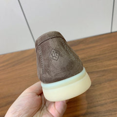 SUMMER WALK LOAFERS BROWN SUEDE SILVER PADLOCK CHARM