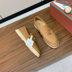 LP LOAFERS 25S IN BROWN LAMBSKIN WITH SILVER HARDWARE