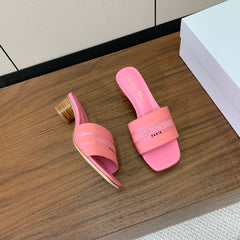 DIOR 25S HIGH-HEEL SANDALS 40 MM IN PINK CALFSKIN
