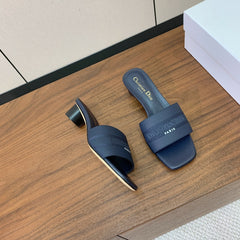 DIOR 25S HIGH-HEEL SANDALS 40 MM IN DEEP NAVY BLUE CALFSKIN