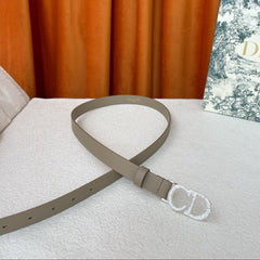 DIOR 25S BELT 20 MM IN BEIGE-GREY CALFSKIN 595247