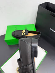 BOTTEGA VENETA 26S LOAFERS IN BLACK GRAINED CALFSKIN WITH GOLD HARDWARE