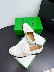 BOTTEGA VENETA 26S LOAFERS IN WHITE GRAINED CALFSKIN