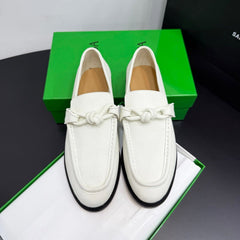 BOTTEGA VENETA 26S LOAFERS IN WHITE GRAINED CALFSKIN