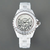 J12 Date Quartz White Ceramic Stainless Graffiti Limited