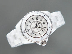 J12 Date Quartz White Ceramic Black Numerals White Dial