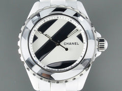 J12 38mm Automatic Limited Untitled H5582 White Ceramic Black White Dial
