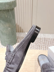 YSL 25S LOAFER MULE IN GRAY SUEDE