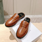 YSL 25S LOAFER MULE IN BURNT ORANGE CALFSKIN