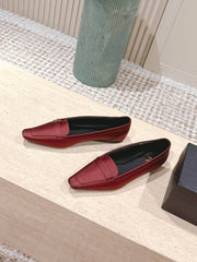 YSL 25S SAINT LAURENT POPPY BALLET FLATS IN VINTAGE RED SILK