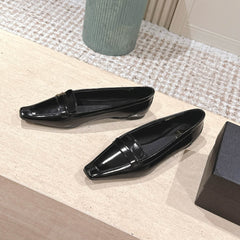 YSL 25S SAINT LAURENT POPPY BALLET FLATS IN BLACK GLOSSY CALFSKIN