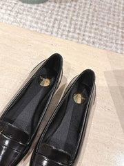 YSL 25S SAINT LAURENT POPPY BALLET FLATS IN BLACK GLOSSY CALFSKIN