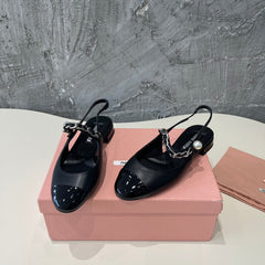 SMALL SQUARE HEAD MARY JANE SANDAL BLACK CALFSKIN