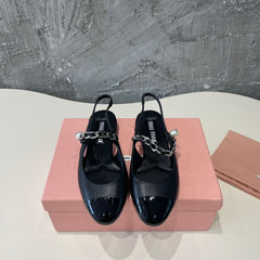 SMALL SQUARE HEAD MARY JANE SANDAL BLACK CALFSKIN