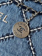 CC MEDIUM 37 CROSSBODY BAG IN BLUE DENIM WITH CHAIN