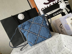 CC MINI 20 CROSSBODY BAG IN BLUE DENIM WITH CHAIN