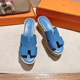 HM 25S HIGH WEDGE SANDALS IN BLUE LAMBSKIN STYLE 14