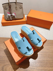 HM 25S HIGH WEDGE SANDALS IN SKY BLUE LAMBSKIN STYLE 8