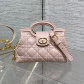 DIOR 25S JOLIE TOP HANDLE MINI BAG 18 IN BABY PINK CALFSKIN GOLD HARDWARE