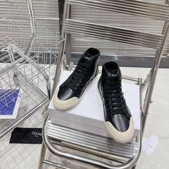 MID LOW LACE-UP ALAN SNEAKERS WITH TRIOMPHE PATCH IN CALFSKIN BLACK