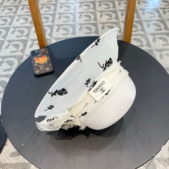 STRAW HAT WITH CHIFFON FLOWER WHITE 672758