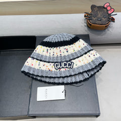 STRIPED KNITTED BUCKET HAT COLORFUL 428103