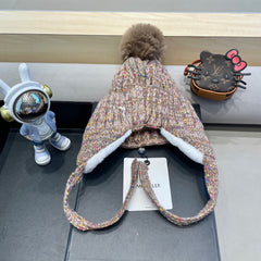 BEANIE HAT IN MEDIUM BROWN WOOL LINED WITH FLEECE 436775