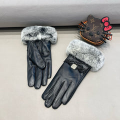 TOUCHSCREEN GLOVES IN BLACK LAMBSKIN AND MINK FUR 460071