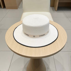 FLAT STRAW HAT WHITE 672721