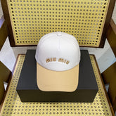 MM BASEBALL CAP IN WHITE MIX BEIGE FABRIC WITH LOGO EMBROIDERY
