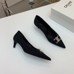 MEDIUM-HEELED 50MM PUMP IN BLACK SUEDE