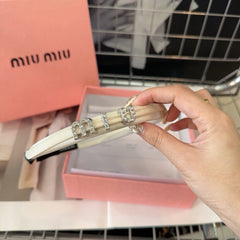 SILK HAIRBAND ATTACHED CRYSTAL LOGO WHITE 196475