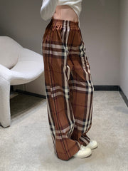 BURBERRY 25S PLAID STRAIGHT-LEG PANTS 092