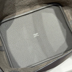 PICOTIN LOCK 22 IN GREY ETAIN CALFSKIN SILVER HARDWARE