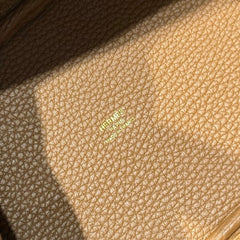 HERMES 25S PICOTIN LOCK 18 IN BURNT CARAMEL CALFSKIN GOLD HARDWARE