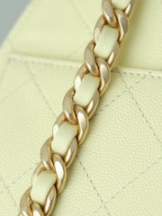 CHANEL 25S HOBO BAG 30 CM IN PASTEL YELLOW LAMBSKIN WITH GOLD HARDWARE