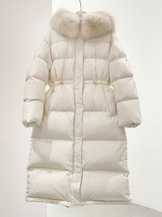 MAX MARA 25S LONG DOWN COAT WITH FOX FUR COLLAR 175