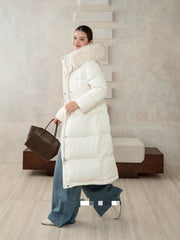 MAX MARA 25S LONG DOWN COAT WITH FOX FUR COLLAR 175