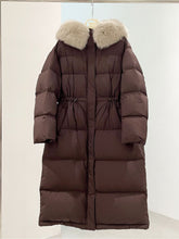 MAX MARA 25S LONG DOWN COAT WITH FOX FUR COLLAR 177
